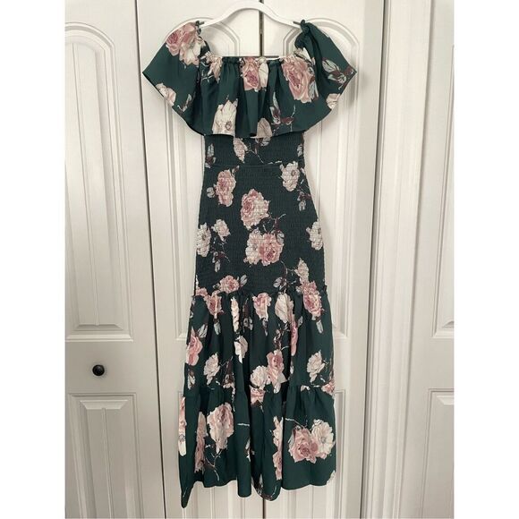Baltic Born Amalfi off shoulder smocked green maxi dress women’s size Small - Picture 3 of 8